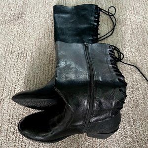 Super cute boots - black, size 9.5 with laces - worn once - perfect condition!